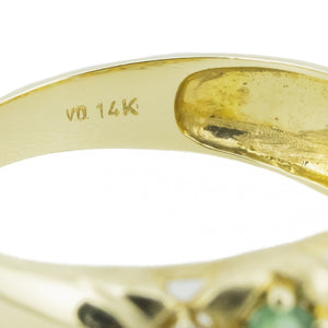 0.30ctw Emerald & 0.08ctw Diamond Accents Gemstone Ring in 14K Yellow Gold - Size 7