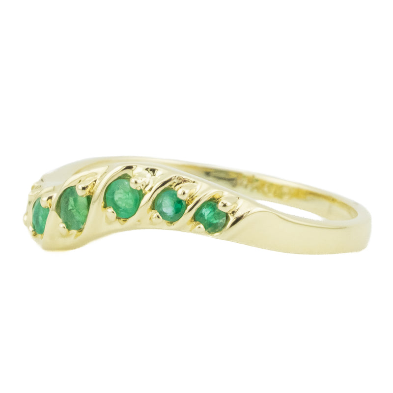 0.22ctw Round Emerald Accented Gemstone Ring in 14K Yellow Gold - Size 7