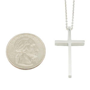 Gold Cross Pendant on 19" Cable Chain Necklace in 18K White Gold - 8.5 Grans