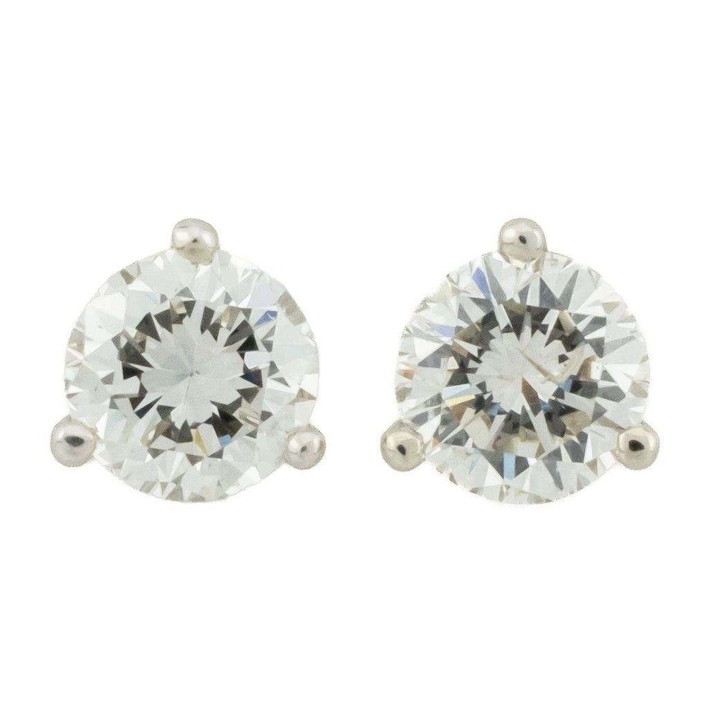 0.90ctw Round Diamond Solitaire Stud Earrings in 14K White Gold