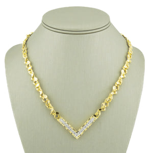 0.50ctw Round Brilliant Diamond Accented Nusset 18" Necklace 14K Yellow Gold