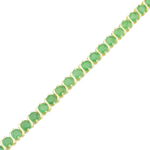 Round Emerald Gemstone 7.5" Tennis Bracelet in 14K Yellow Gold - 8.5 Grams