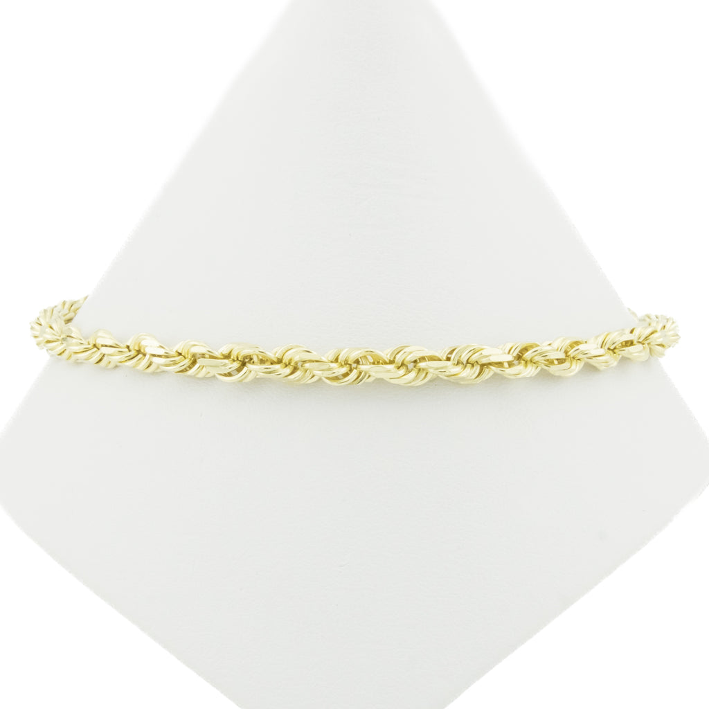 4.5mm Wide Rope Link Chain 9.25" Bracelet in 10K Yellow Gold - 5.6 grams