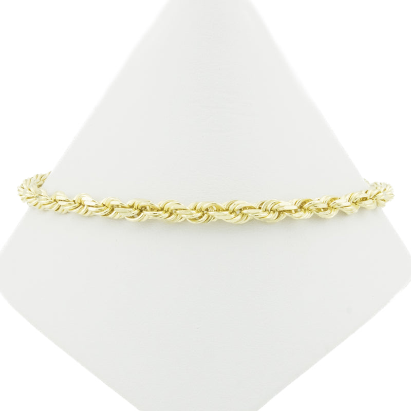 4.5mm Wide Rope Link Chain 9.25" Bracelet in 10K Yellow Gold - 5.6 grams