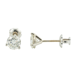 0.90ctw Round Diamond Solitaire Stud Earrings in 14K White Gold