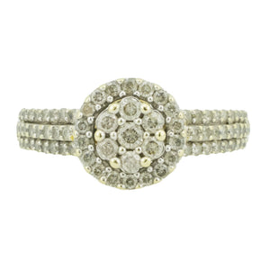 1.00ctw Diamond Cluster Engagement Ring in 14K Yellow Gold -Size 8