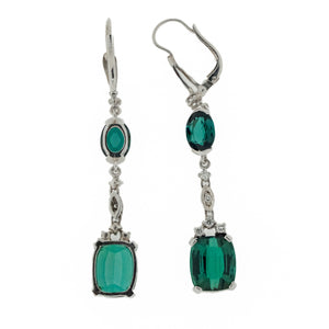 9.34ctw Tourmaline & Diamond Accented Drop Earrings in 14K White Gold