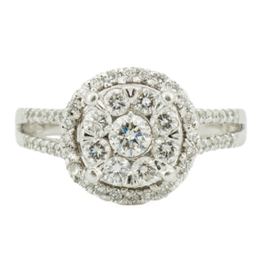 1.00ctw Round Brilliant Diamond Cluster Ring in 14K White Gold - Size 8