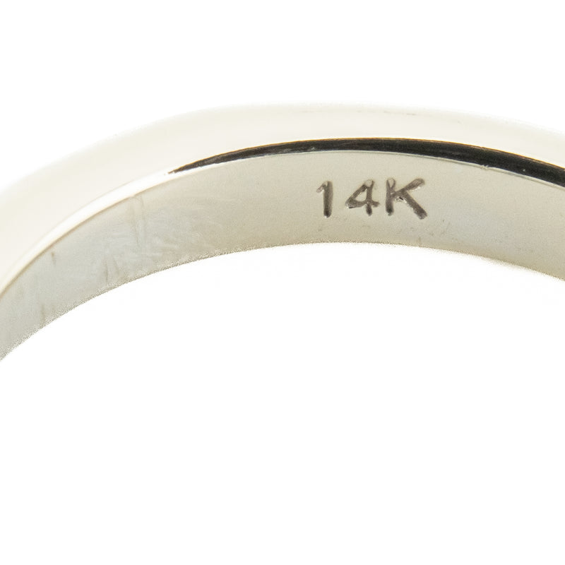 0.50ctw European Cut I/VS2 Diamond with Accents Engagement Ring in 14K White Gold - Size 4.5