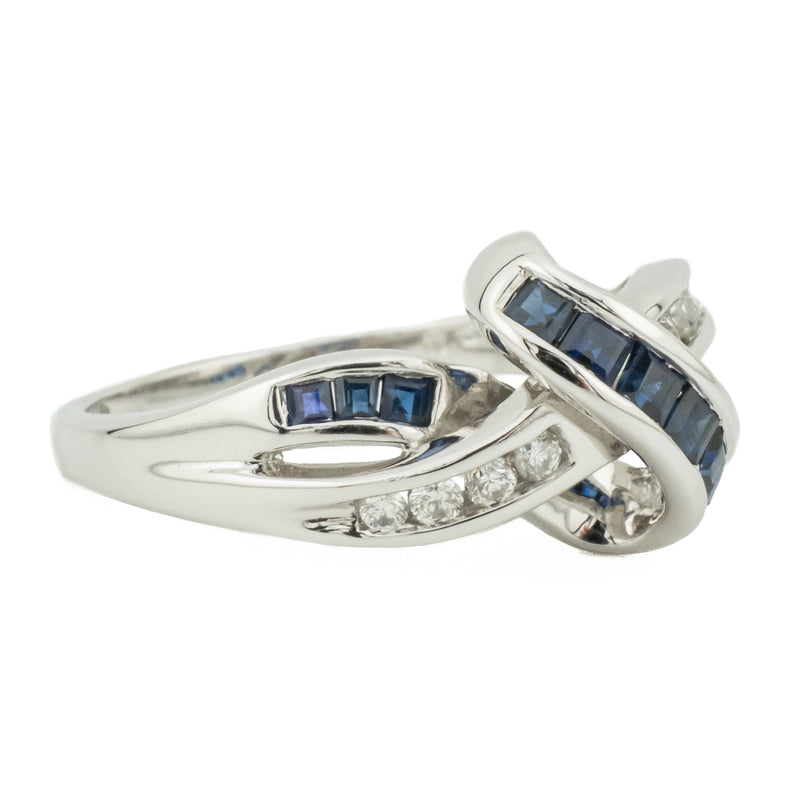 0.30ctw Sapphire and Diamond Accents Ring in 14K White Gold - Size 7