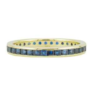 1.00ctw Princess Cut Sapphire Accented Band in 14K Yellow Gold - Size 8