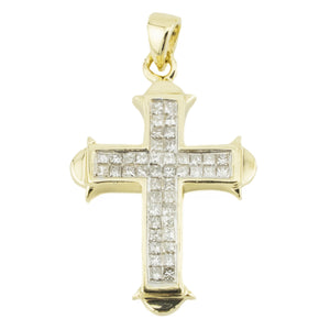 0.50ctw Diamond Accented Cross Pendant in 14K Yellow Gold - Chain Not Included