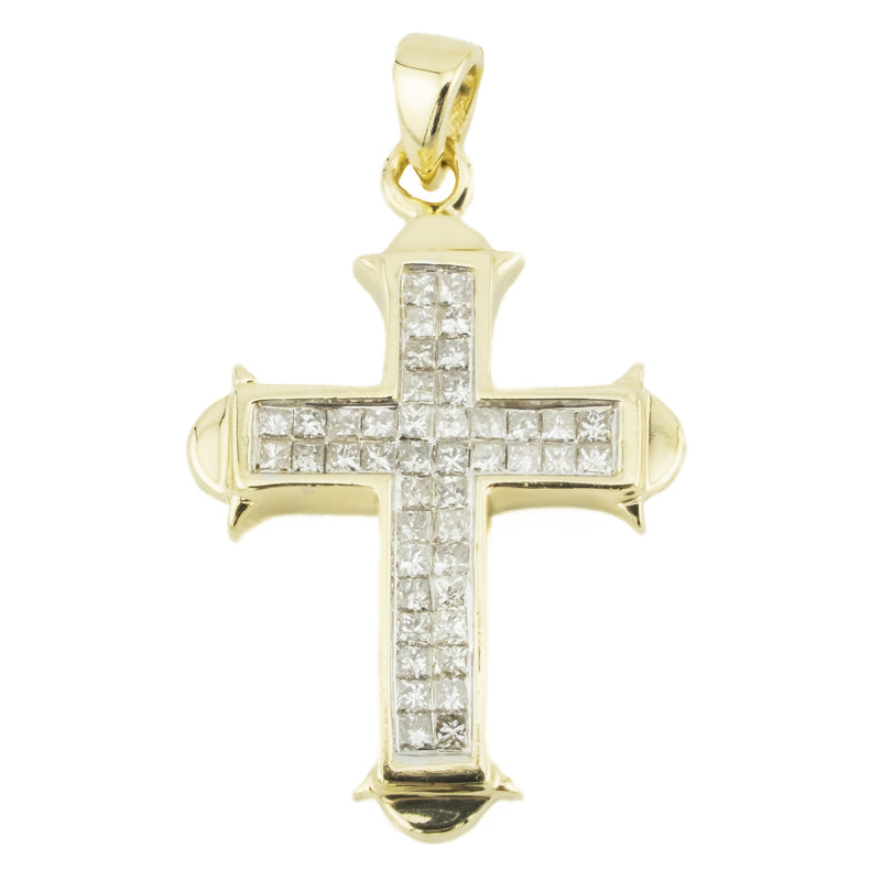 0.50ctw Diamond Accented Cross Pendant in 14K Yellow Gold - Chain Not Included