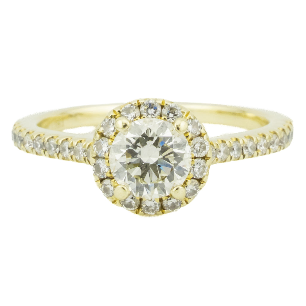 0.50ct Round Brilliant Diamond I/SI1 & 0.32ctw Diamond Accented Engagement Ring in 14K Yellow Gold -Size 4