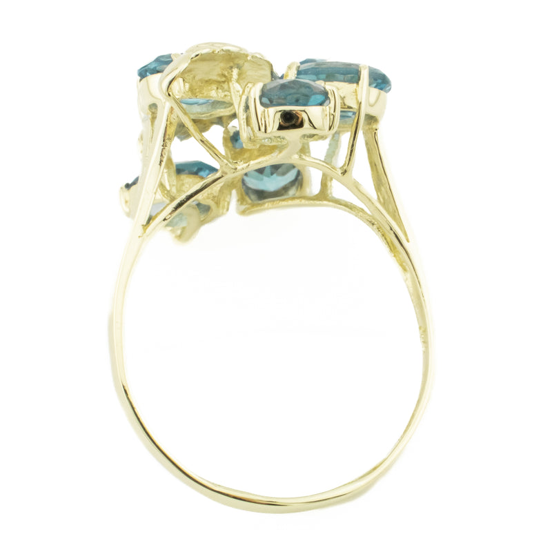 4.50ctw Blue Topaz Ring in 14K Yellow Gold - Size 10