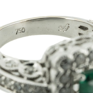 1.55ct Princess Cut Lab Emerald w/ 1.00ct Diamond Accents Gemstone Ring in 18K White Gold - Size 6.5
