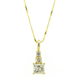 0.73ctw Princess Cut Diamond and Diamond Accented with 16" Chain in 14K Yellow Gold