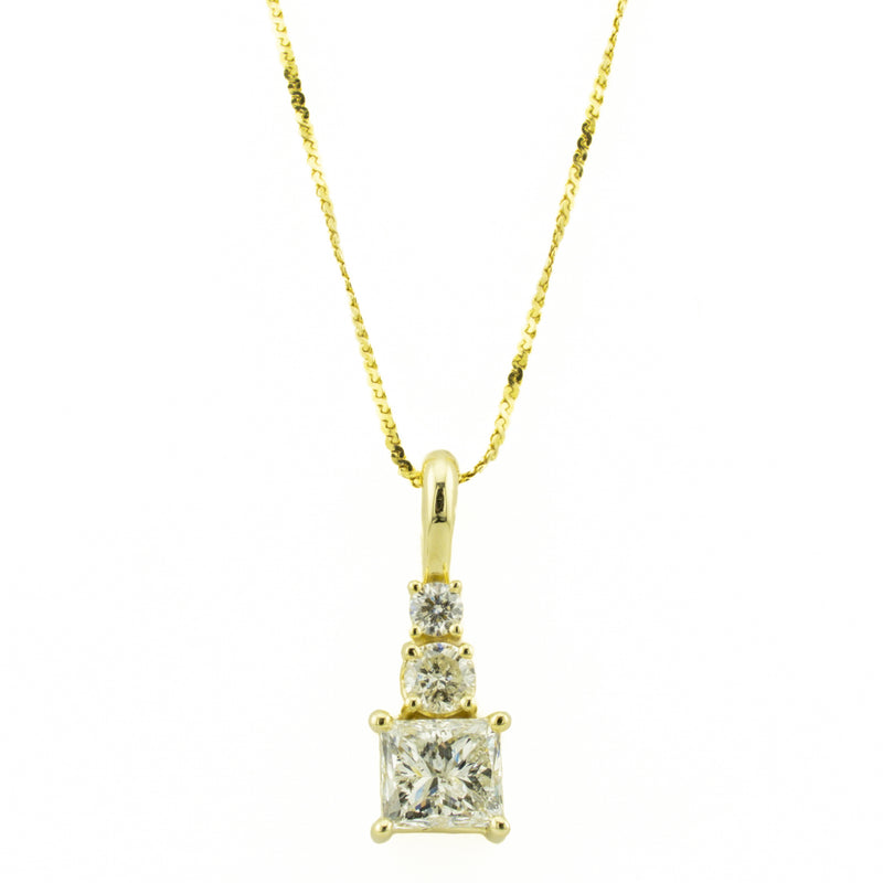 0.73ctw Princess Cut Diamond and Diamond Accented with 16" Chain in 14K Yellow Gold