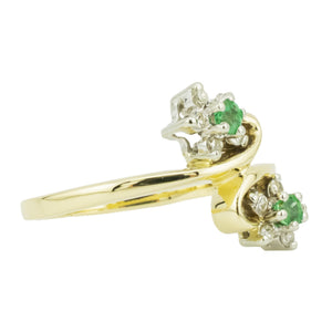 0.14ctw Emerald & Diamond Accented Gemstone Ring in 14K Two-Tone Gold - Size 7.5
