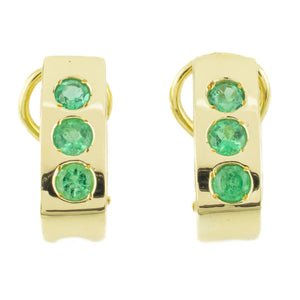 0.60ctw Round Emerald Accented Gemstone Earrings in 18K Yellow Gold - 5.7 Grams