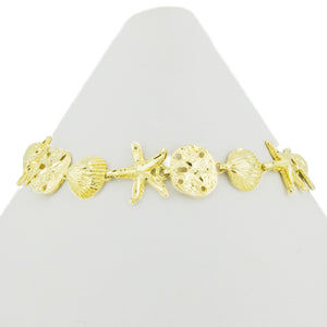 Sea Life Links 7.5" Bracelet in 14K Yellow Gold - 11.6 grams