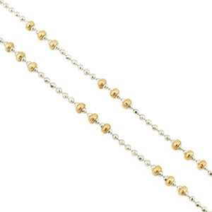 2.8mm Wide Gold Beaded Link 9.5" Anklet in 14K Two-Tone Gold