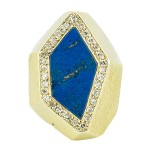 Lapiz Lazuli & Diamond Accented Gemstone Ring in 14K Yellow Gold - Size 6.5