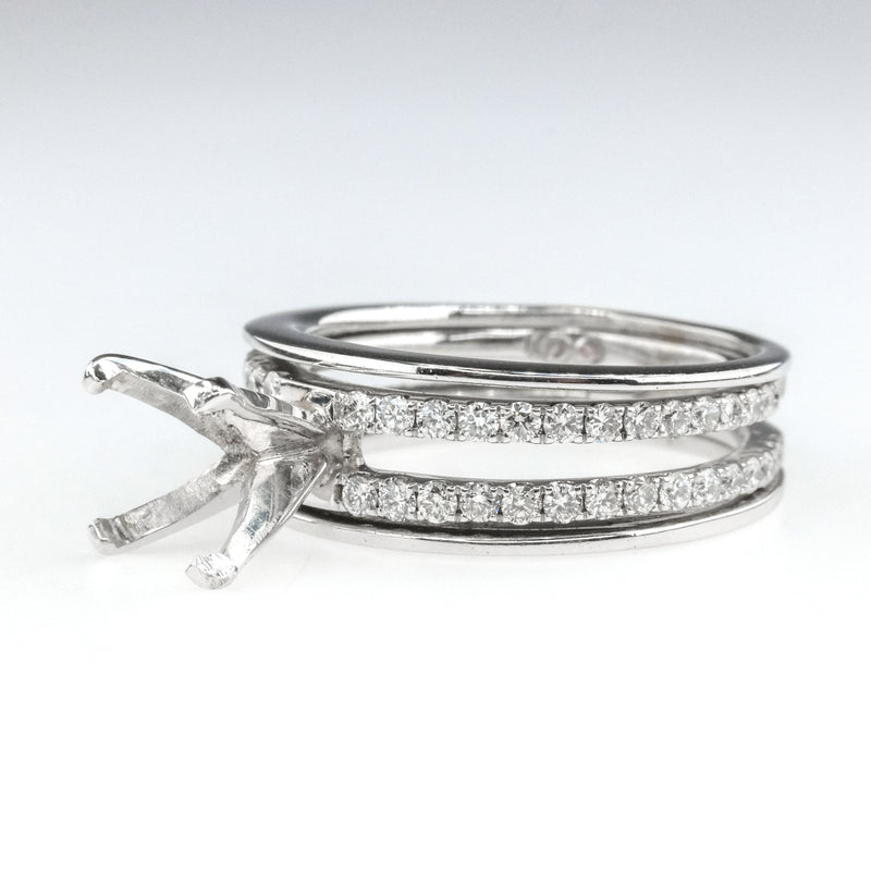 Demarco 1.20ctw Diamond Accented Semi Mount Engagement Ring in 18K White Gold