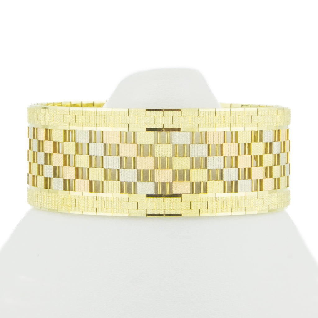 Gold Fashion Bracelet 7.5" in 14K Three Tone Gold - 45.2grams