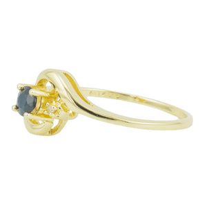 0.15ctw Round Sapphire with Diamond Accents Gemstone Ring in 14K Yellow Gold - 5.75