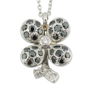 0.28 Blue Diamond Accented Pendant & 16"-18" Chain Necklace in 18K White Gold