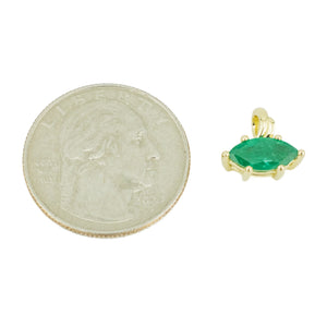 1.10ctw Marquise Emerald Solitaire Gemstone Pendant in 14K Yellow Gold- No Chain