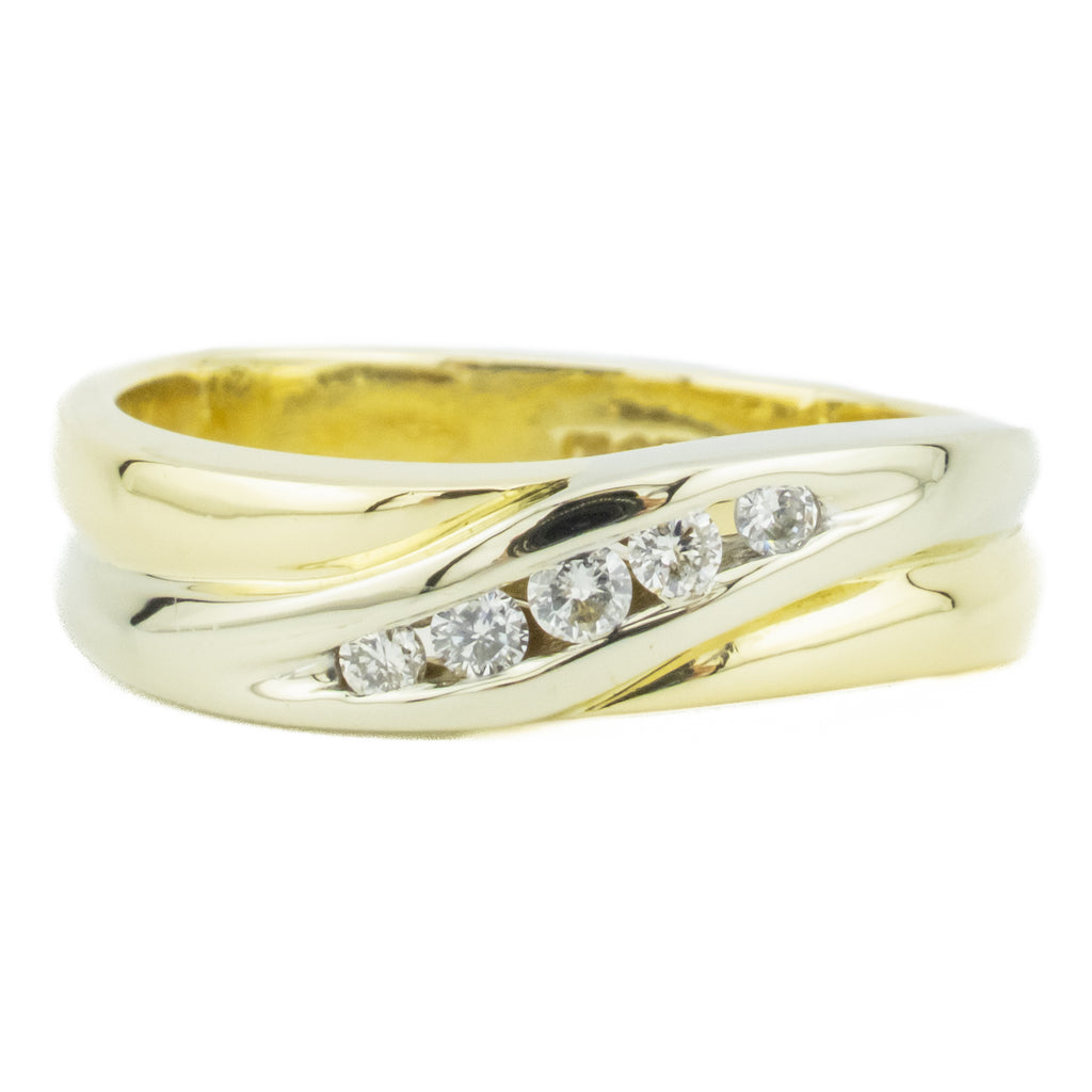0.15ctw Round Diamond Men's Wedding Band Ring in 14K Two Tone Gold - Size 10