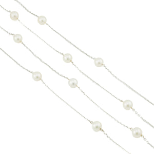 Mikimoto 6mm Round Pearl 48" Necklace in 18K White Gold - 16.6 grams