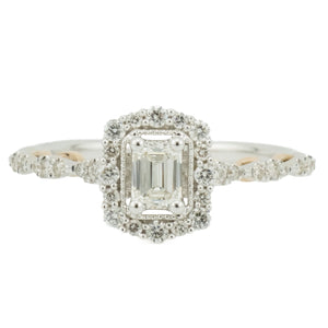 GSI 0.30ct Emerald Cut Diamond with Accents Engagement Ring in 14K Two-Tone Gold - Size 7