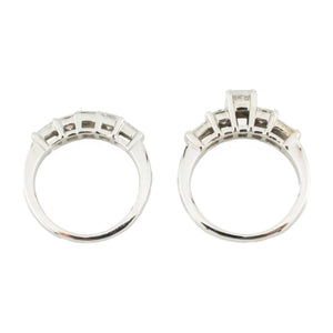 0.30ctw Princess Cut Diamond w/ 1.44ctw Diamond Accented Wedding Set in 14K White Gold - Size 5.25