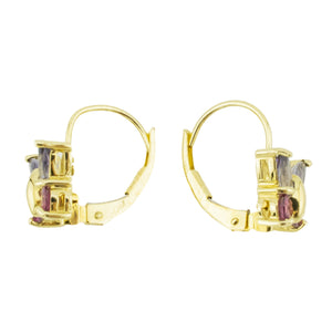Multicolor Butterfly Earrings in 14K Yellow Gold - 1.9 Grams