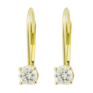 0.20ctw Lab Round Diamond Solitaire Lever Back Earrings in 14K Yellow Gold