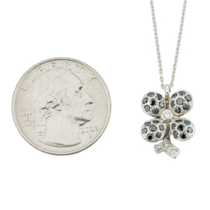 0.28 Blue Diamond Accented Pendant & 16"-18" Chain Necklace in 18K White Gold
