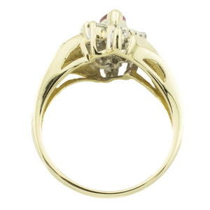 0.40ctw Marquise Ruby & Diamond Accented Gemstone Ring in 14K Yellow Gold - Size 6.5