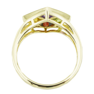 Princess Cut Multi-Gemstone Ring in 14K Yellow Gold - Size 6