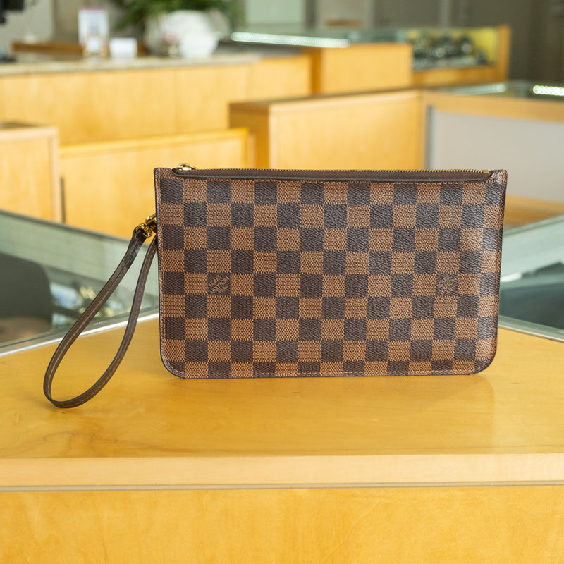 Louis Vuitton Neverfull MM Damier Ebene Pochette Wristlet