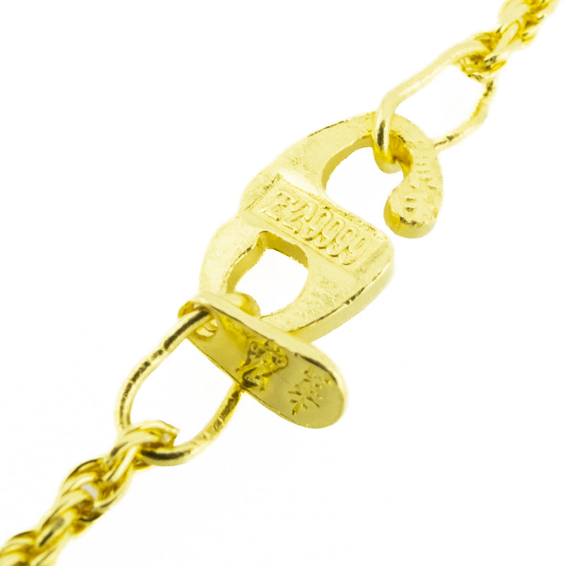 1.5mm Wide Rope Chain Necklace 17" in 24K Yellow Gold 5.8 Grams