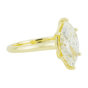 IGI Lab 2.03ct Marquise G/VVS2 Diamond Solitaire Engagement Ring in 14K Yellow Gold - Size 7