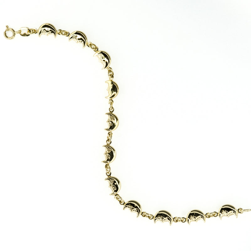 7.5" Long Moon Link Bracelet in 18K Two Yellow Gold