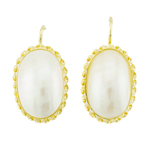 Mabe Pearl Oval Drop Earrings in 14K Yellow Gold - 3.5 Grams