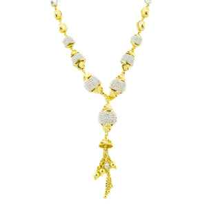 Fashion Beaded 21" Necklace in 22K Two-Tone Gold