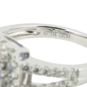 2.40ctw Cushion Tanzanite & Diamond Accented Ring in 14K White Gold - Size 6