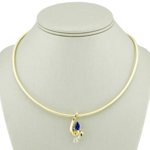1.30ctw Pear Lab Sapphire and Accented Gemstone Pendant in 14K Yellow Gold