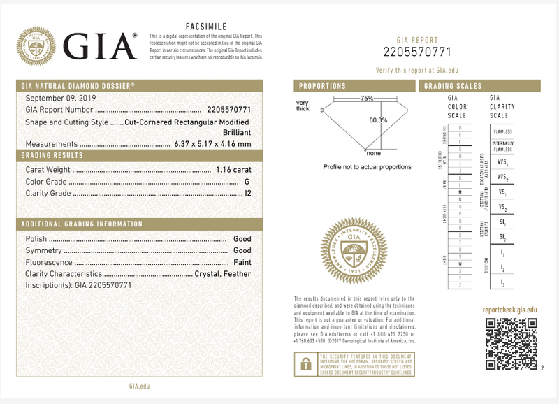 GIA 1.16ctw Radiant Solitaire Diamond Engagement Ring in 14K Yellow Gold - Size 6